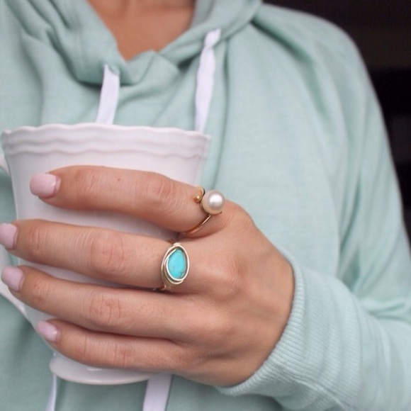 LucyMint Jewelry - Turquoise Teardrop Wire Wrapped Ring