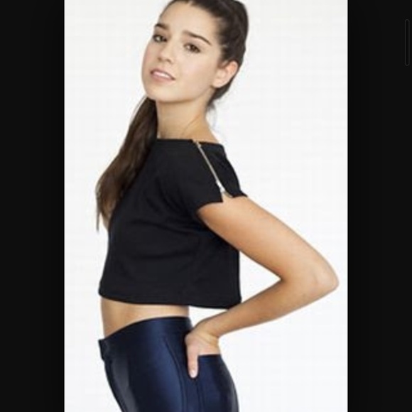 American Apparel Interlock Zip Shoulder Crop Top - Picture 1 of 4