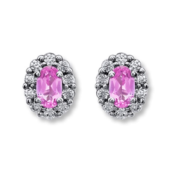 Kay Jewelers Sapphire Pink & White Earrings