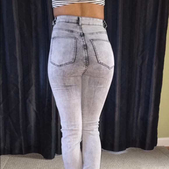 Grey high waisted skinny pants - Picture 2 of 4