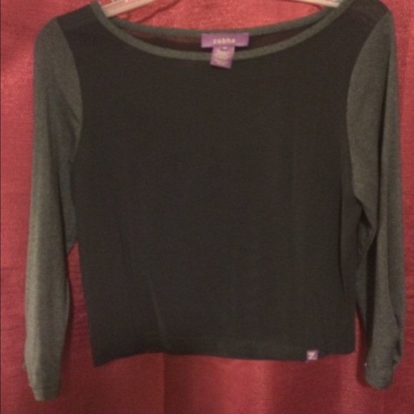 Sheer black & grey 3/4 shirt