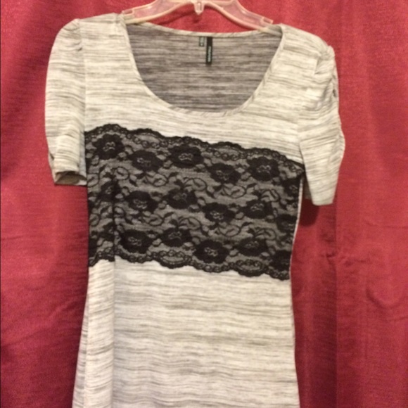 Grey with lace fashion top