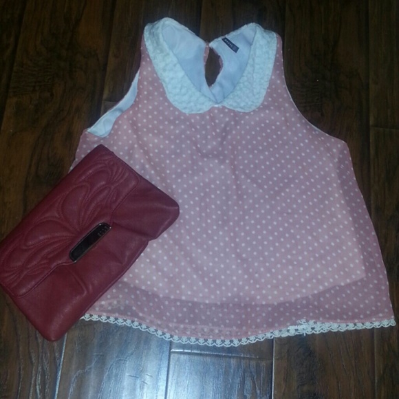 Mauve Tops - Cute Polka Dot Lacey Top