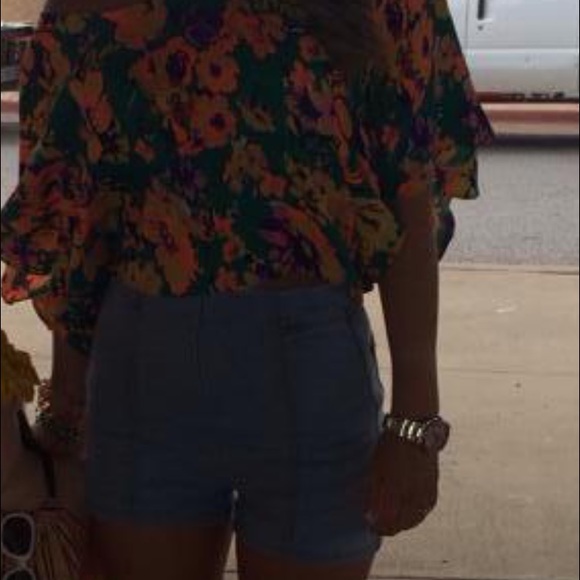 Floral crop top high wasted shorts