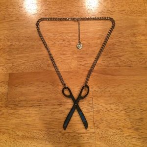 Scissor necklace& mouse shoes.