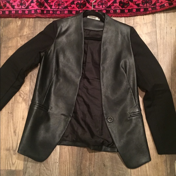 Faux leather blazer