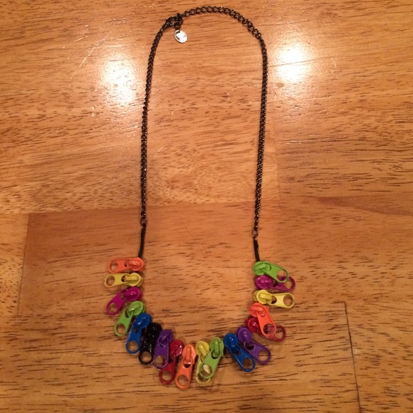 Rainbow zipper necklace.