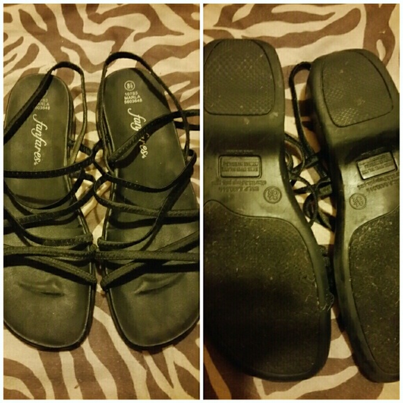 Black stretchy strapped sandals.. - Picture 1 of 1