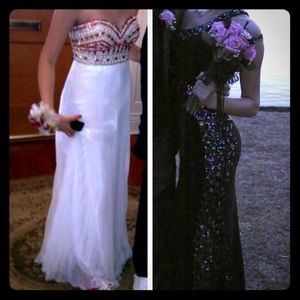 2 floor length formal dresses.