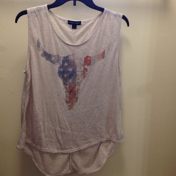American flag long horn tank top
