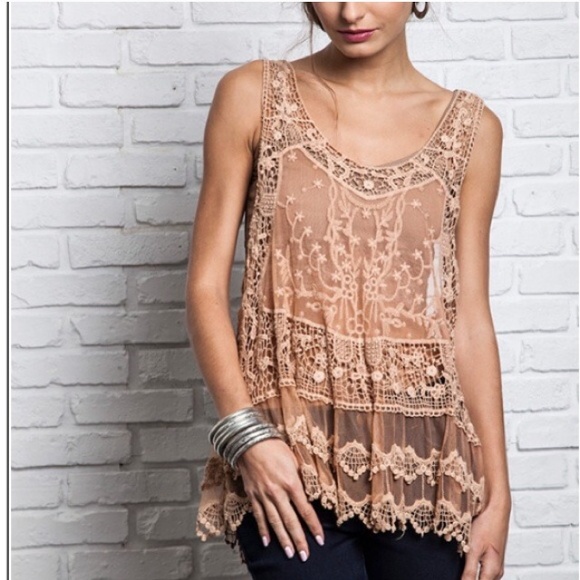 Snowy Owl Boutique Tops - CLEARANCE 🆕 Boho Sheer Lace Embroidered Tank