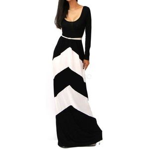 South Store Long-Sleeved High-Waisted Maxi Dress