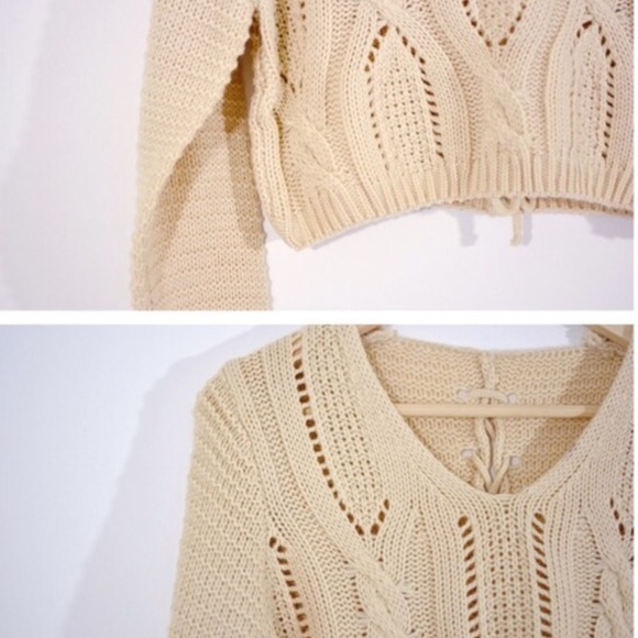 Beige cropped sweater - Picture 3 of 4