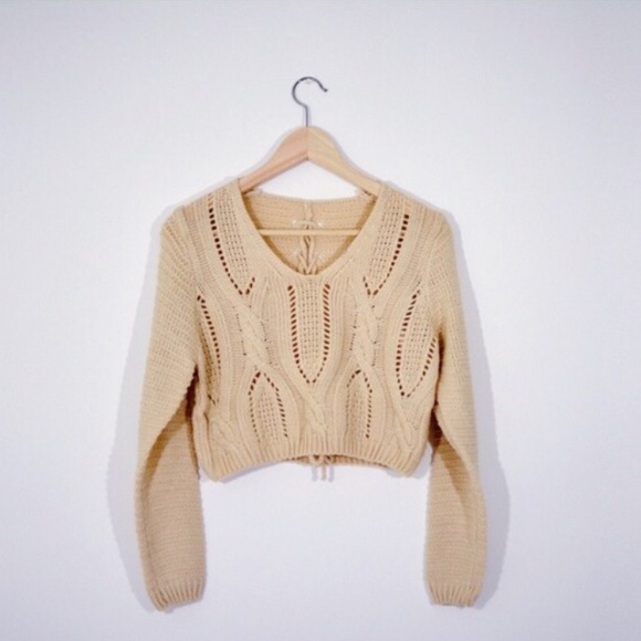 Beige cropped sweater - Picture 4 of 4