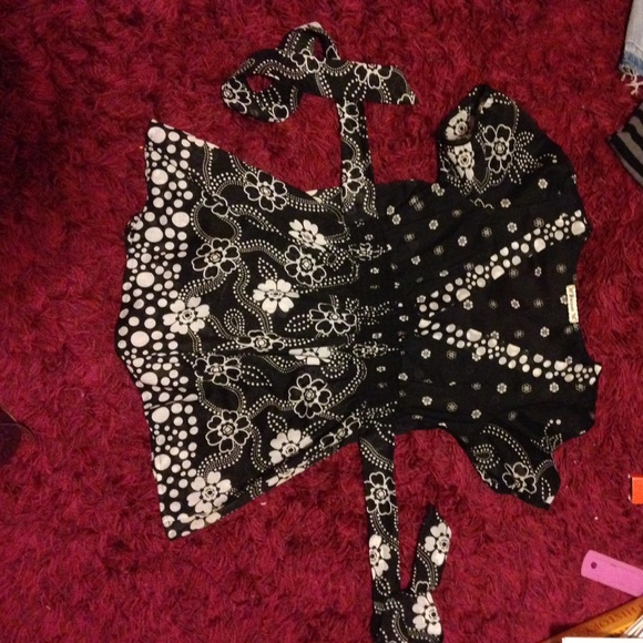 Deep V floral print mesh shirt