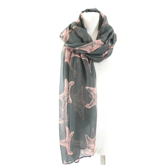 B54 Pink & Gray Large Starfish Scarf Boutique - Picture 2 of 4