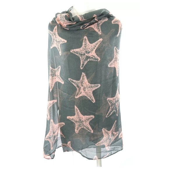 B54 Pink & Gray Large Starfish Scarf Boutique - Picture 3 of 4