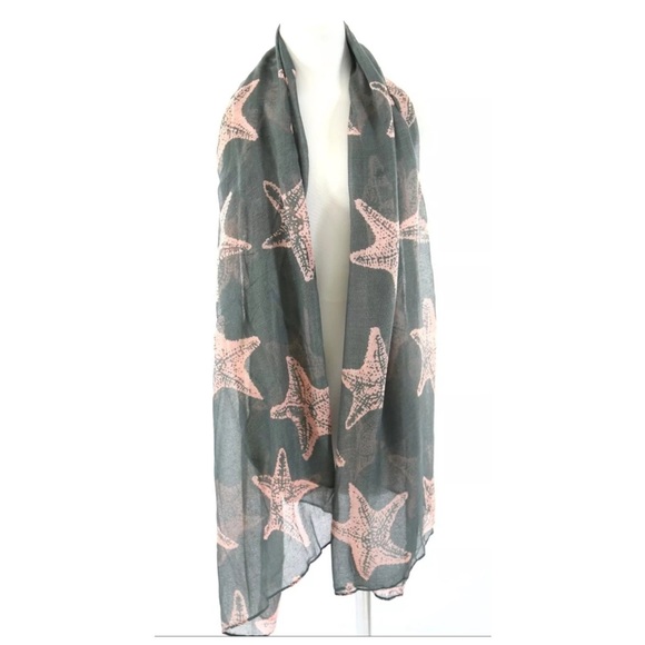 B54 Pink & Gray Large Starfish Scarf Boutique - Picture 4 of 4