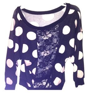 Polka dot short/long sleeve shirt