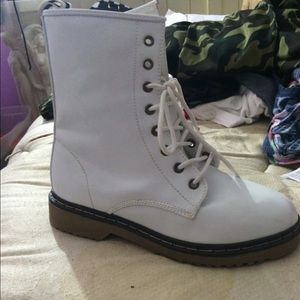 White shiny boots