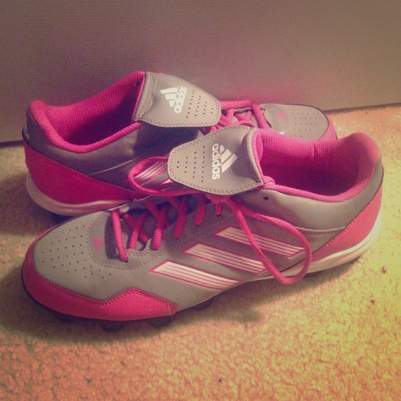 Adidas softball cleats. Pink and grey. Size 10
