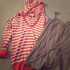 Long Sleeve Orange and white stripped sweater