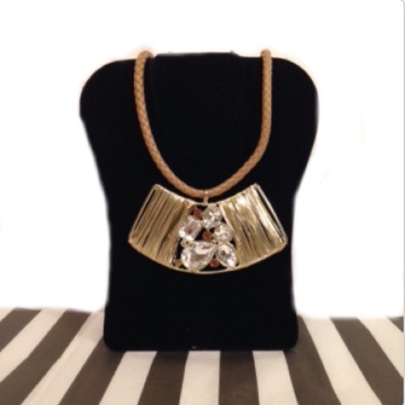 Gold like coiled multi stone statement necklace