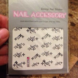 2 nail stickers and one set of nail tips