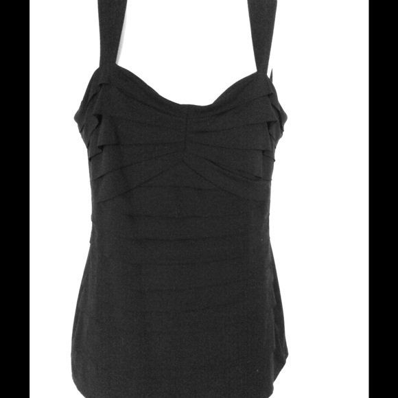 WHBM ruched layer tank, black