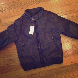 Gao Kids brown leather jacket