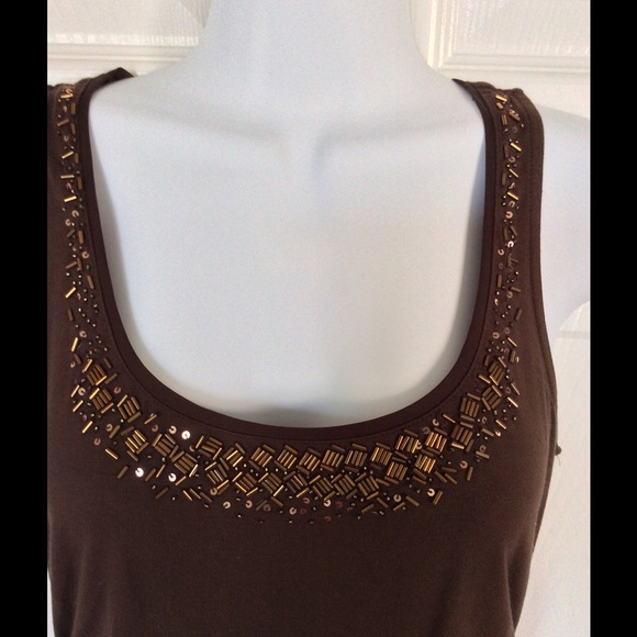Beaded brown WHBM tank - Picture 2 of 3