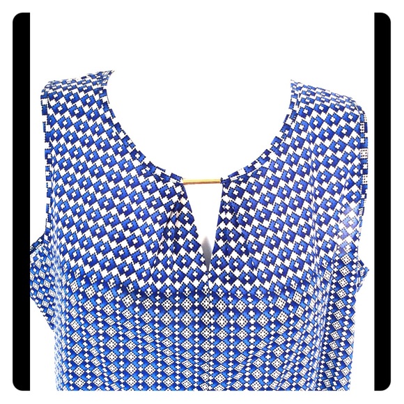 Bright blue patterned satin tank, The Limited
