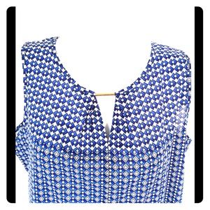Bright blue patterned satin tank, The Limited