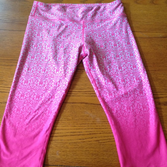 cool pink printed athletic capris