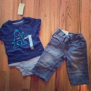 Baby gap onesie shirt and grey jeans