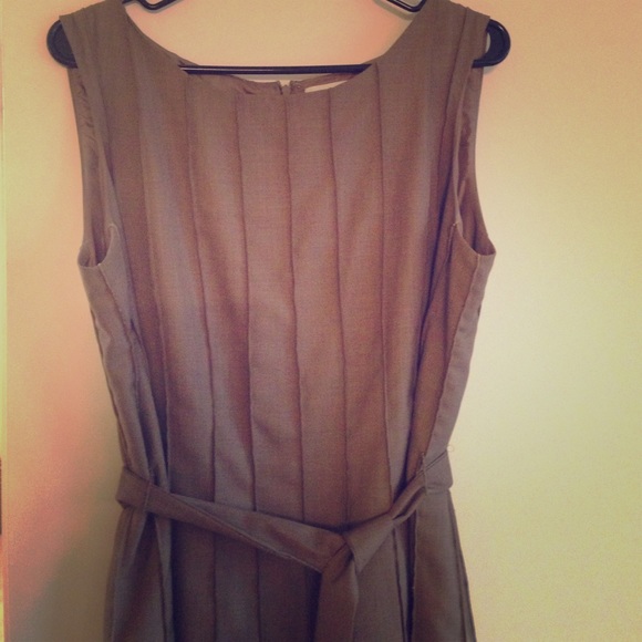 Tan Calvin Klein pleated dress