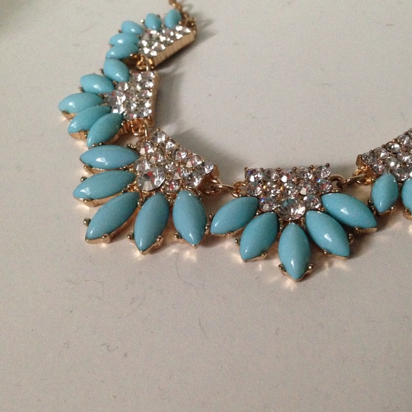 A chunky baby blue necklace