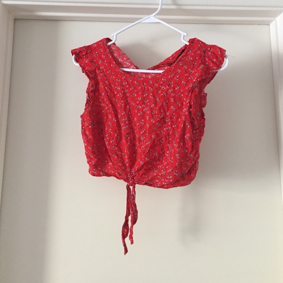 Red Floral Crop Top