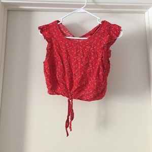 Red Floral Crop Top