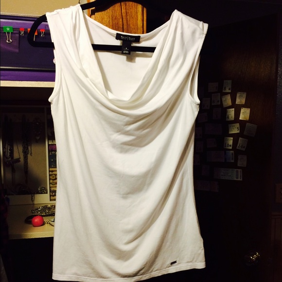 White sleeveless scoop neck