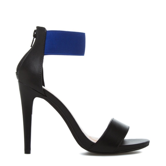 Blue Ankle Strap Black Dress Sandals