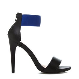 Blue Ankle Strap Black Dress Sandals
