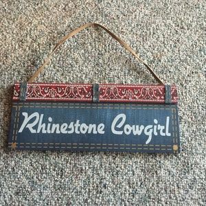 Rhinestone cowgirl glitter wall decor/sign