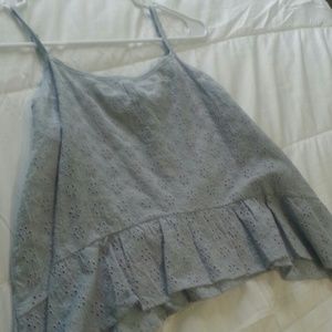 pale blue flower embroidered shirt