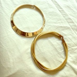 Bundle! 2 modern collar necklaces in gold & silver