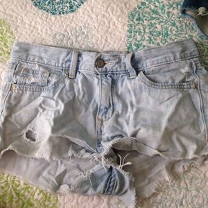 light wash denim shorts