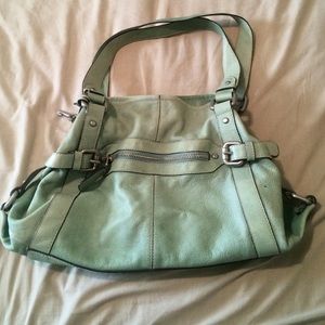 Mint green fossil leather Maddox tote purse
