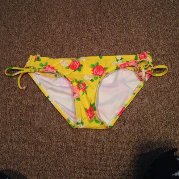 Yellow, floral bathing suit bottoms