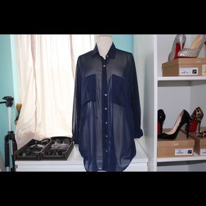 American Apparel Chiffon Button Down Tunic