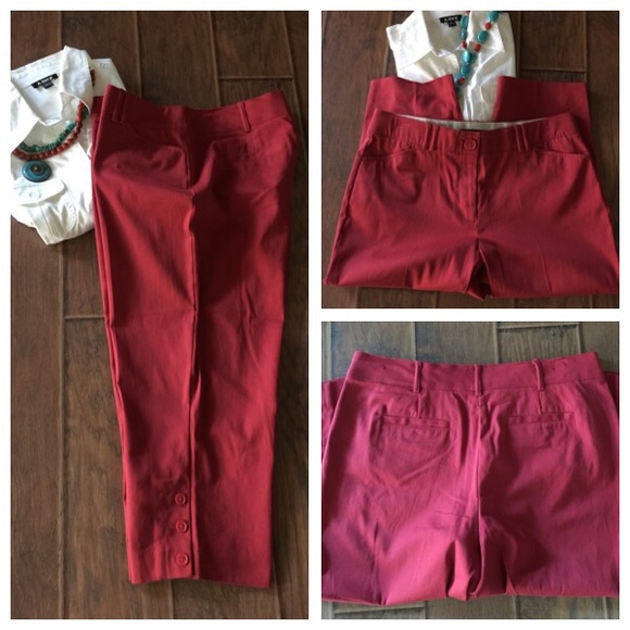 Deep Red Crop Pants - Picture 2 of 2